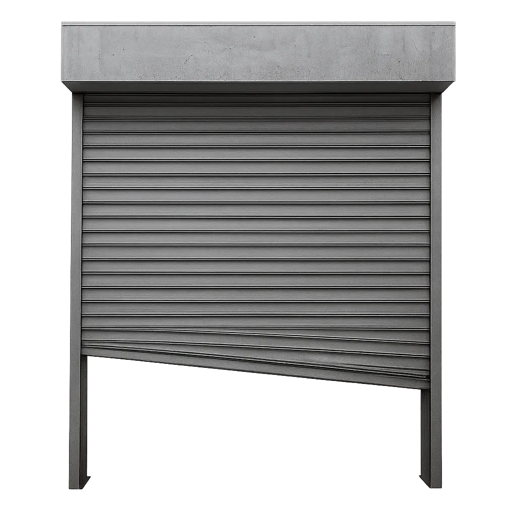 Technicien DRM Creil intervenant en urgence sur un rideau metallique bloque en position ouverte